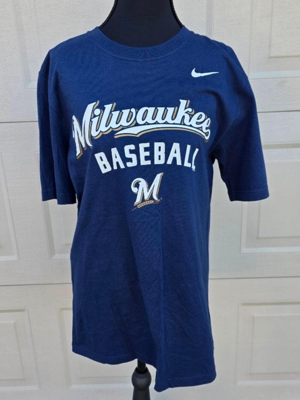 Nike Milwaukee Brewers MLB Baseball Graphic T-Shirt Navy Blue Men's Small 2015